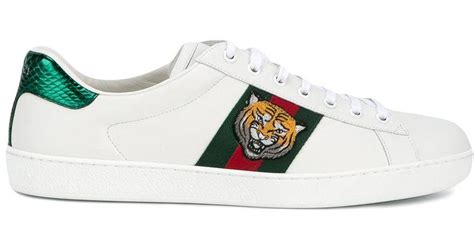 gucci ace embroidered sneaker tiger|gucci ace metallic snakeskin sneakers.